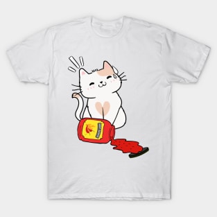 Funny Persian cat Spilled Hot Sauce T-Shirt